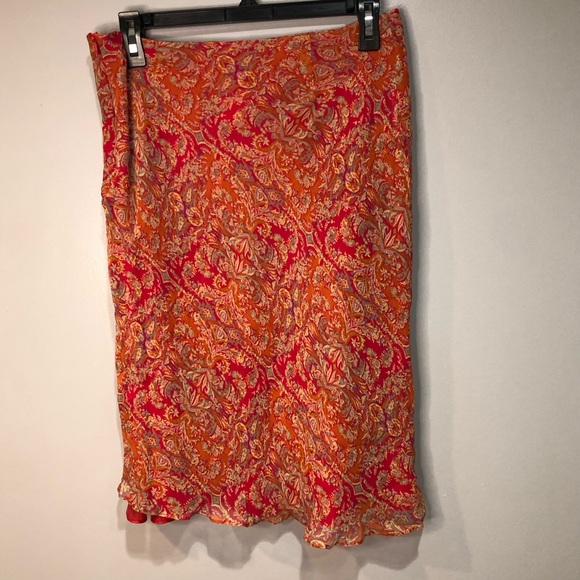 Willi Smith Boho Pink Paisley Midi Zip Up Skirt - Picture 3 of 9